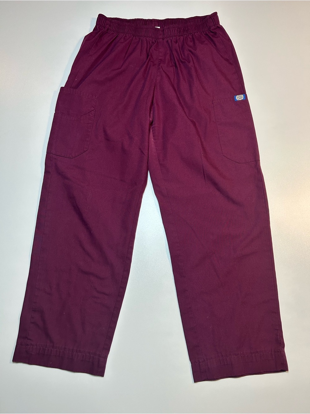 Landau Burgundy Maroon Elastic Waist Utility Cargo Medical Scrub Pants